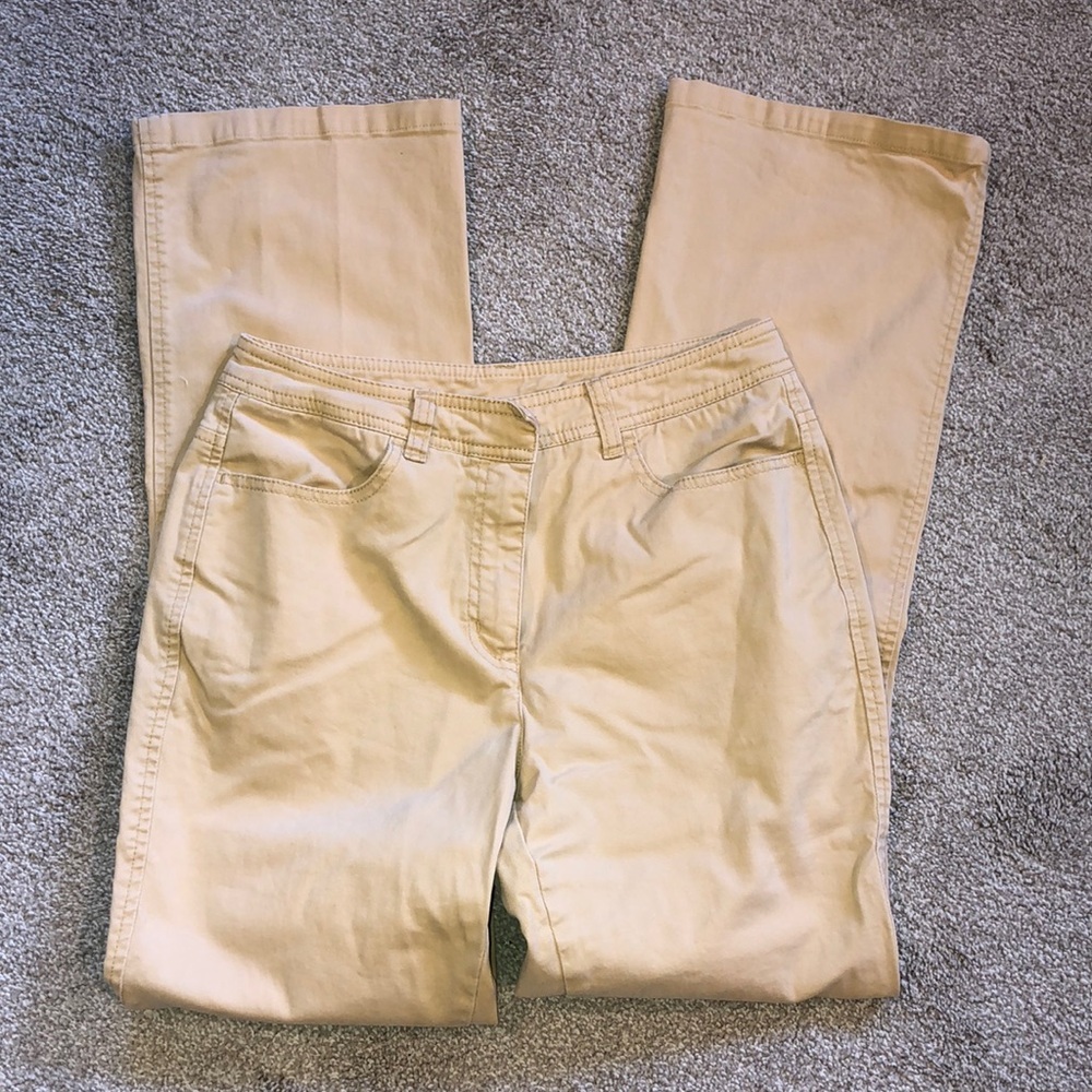 Chicos cotton stretch twill straight leg pant w pockets maize wheat color 0/4